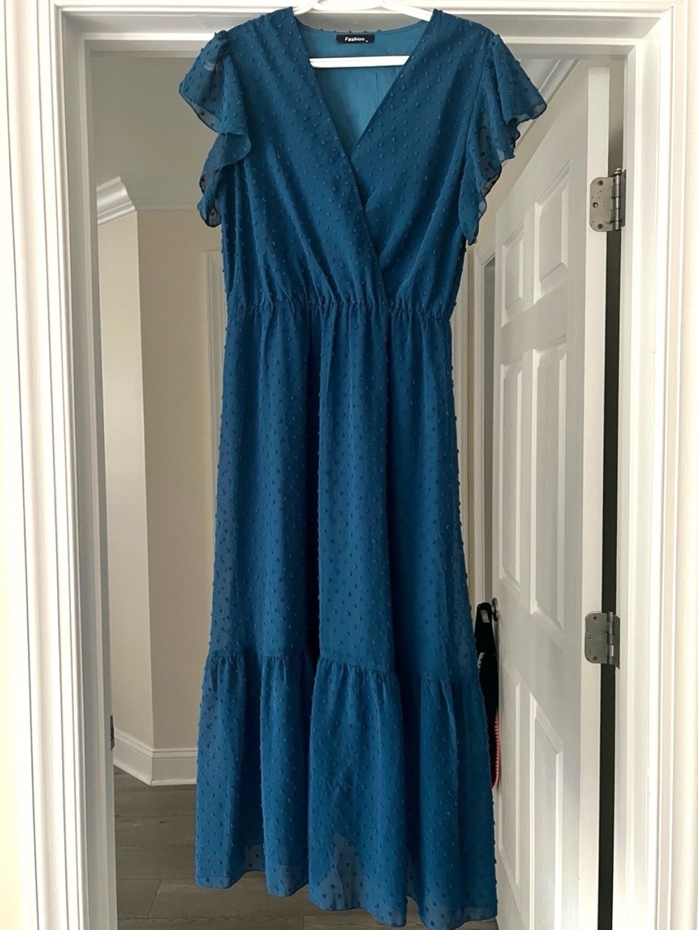 Textured Dark Teal Maxi Dress